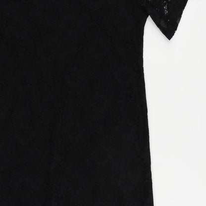 Boohoo Womens Black Polyester Mini Size 8 Boat Neck Pullover