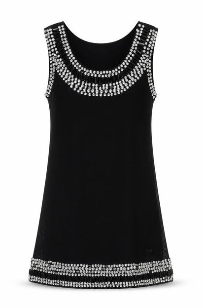 Club L Womens Black Polyester Shift Size S Boat Neck Pullover - Embellished