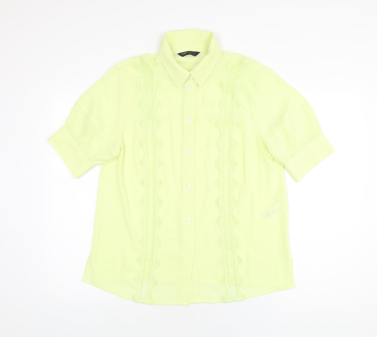 Womens UK Size 12 Marks and Spencer Yellow Basic Button-Up