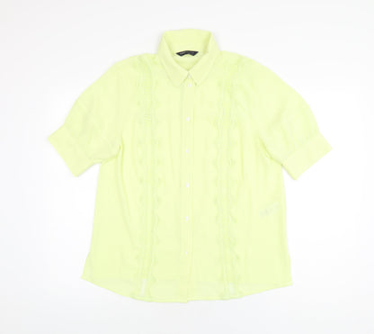 Womens UK Size 12 Marks and Spencer Yellow Basic Button-Up