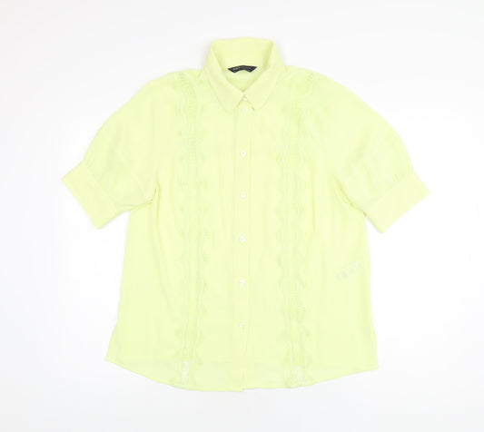 Womens UK Size 12 Marks and Spencer Yellow Basic Button-Up