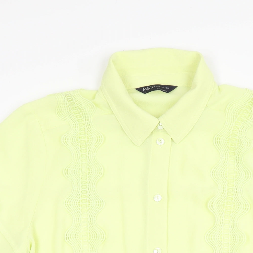 Womens UK Size 12 Marks and Spencer Yellow Basic Button-Up