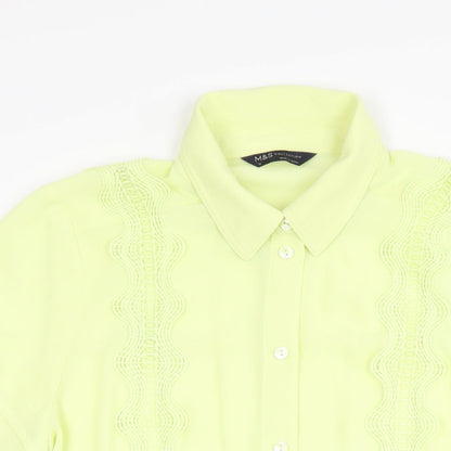 Womens UK Size 12 Marks and Spencer Yellow Basic Button-Up