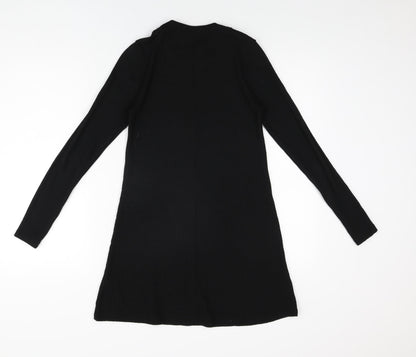 Topshop Womens Black Polyester Shift Size 8 High Neck Pullover