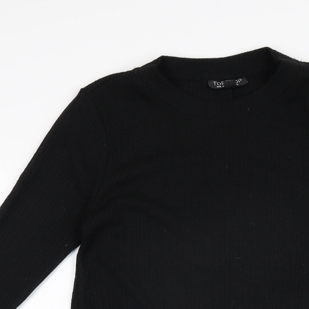 Topshop Womens Black Polyester Shift Size 8 High Neck Pullover