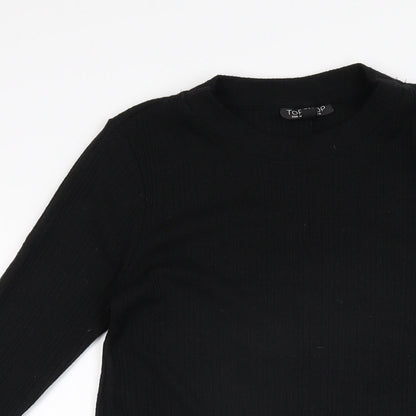 Topshop Womens Black Polyester Shift Size 8 High Neck Pullover
