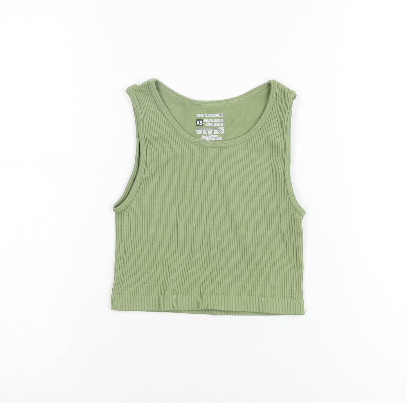 Womens UK Size XS PRETTYLITTLETHING Green Cropped T-Shirt