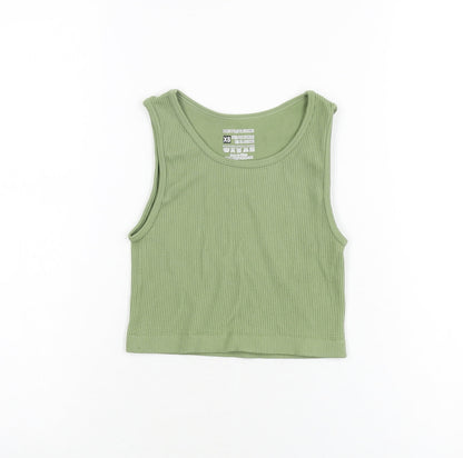 Womens UK Size XS PRETTYLITTLETHING Green Cropped T-Shirt