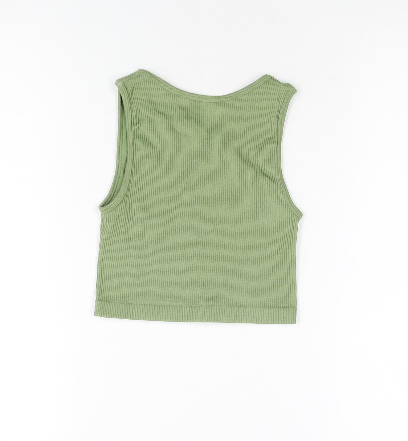 Womens UK Size XS PRETTYLITTLETHING Green Cropped T-Shirt