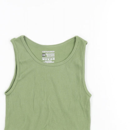 Womens UK Size XS PRETTYLITTLETHING Green Cropped T-Shirt