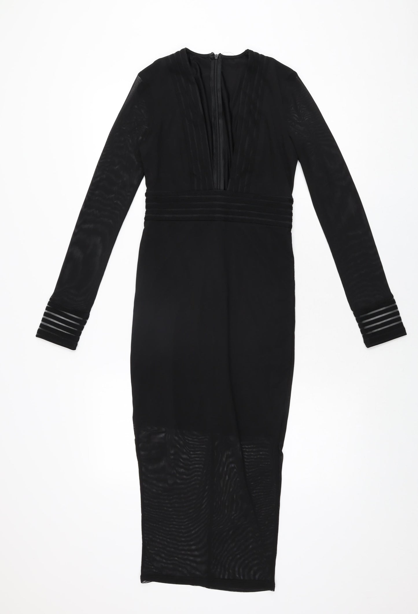 Missguided Womens Black Polyester Bodycon Size 6 V-Neck Zip