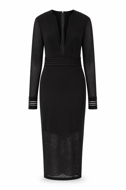 Missguided Womens Black Polyester Bodycon Size 6 V-Neck Zip