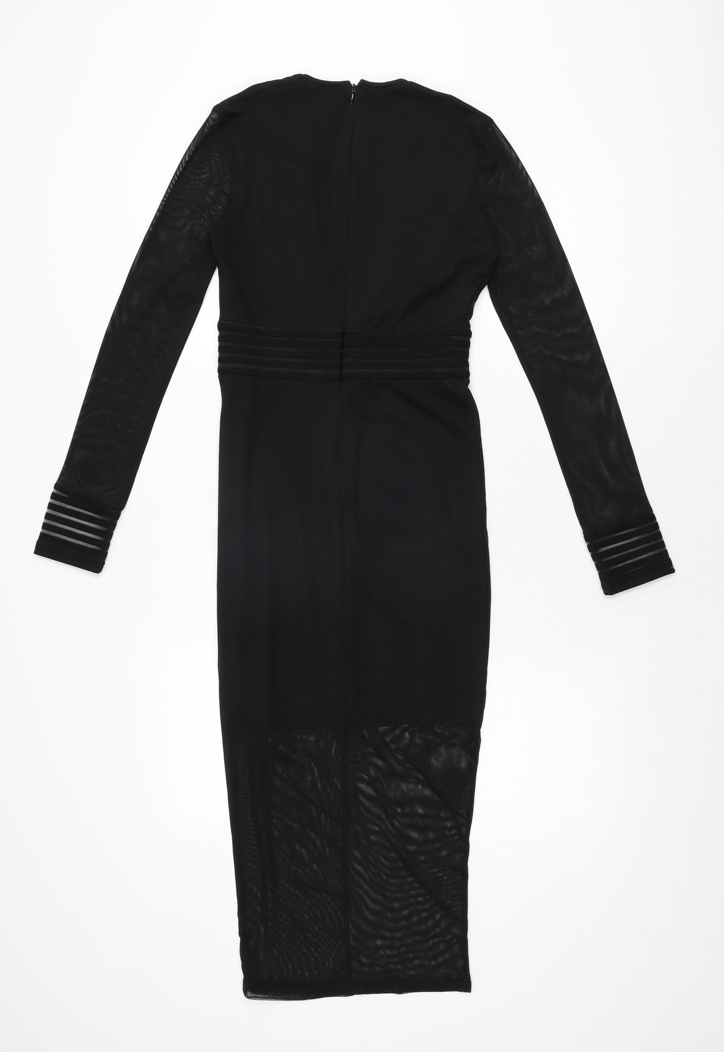 Missguided Womens Black Polyester Bodycon Size 6 V-Neck Zip