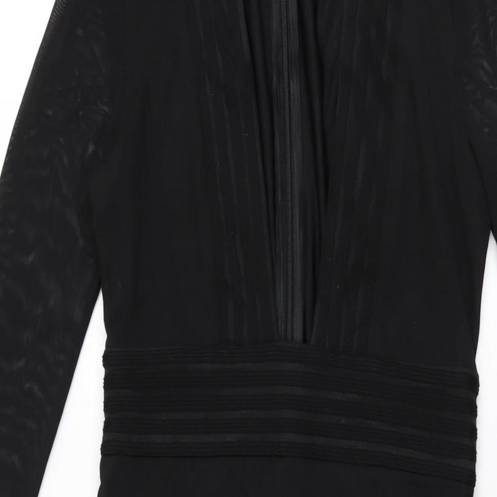 Missguided Womens Black Polyester Bodycon Size 6 V-Neck Zip