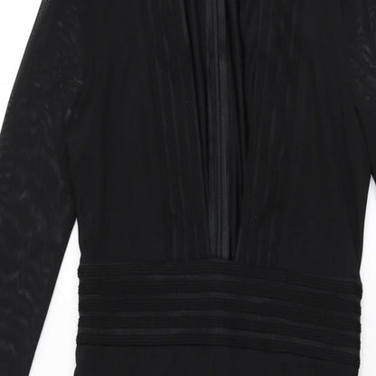 Missguided Womens Black Polyester Bodycon Size 6 V-Neck Zip