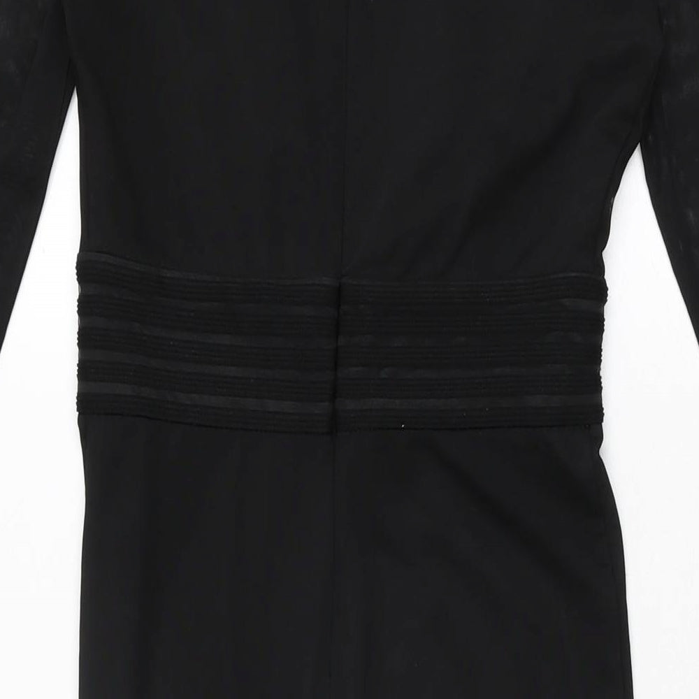 Missguided Womens Black Polyester Bodycon Size 6 V-Neck Zip