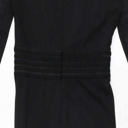 Missguided Womens Black Polyester Bodycon Size 6 V-Neck Zip