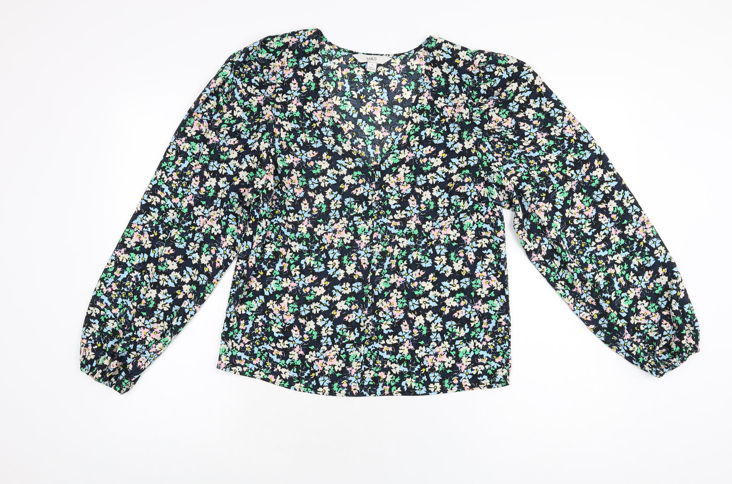 Womens UK Size 8 Marks and Spencer Blue Basic Blouse