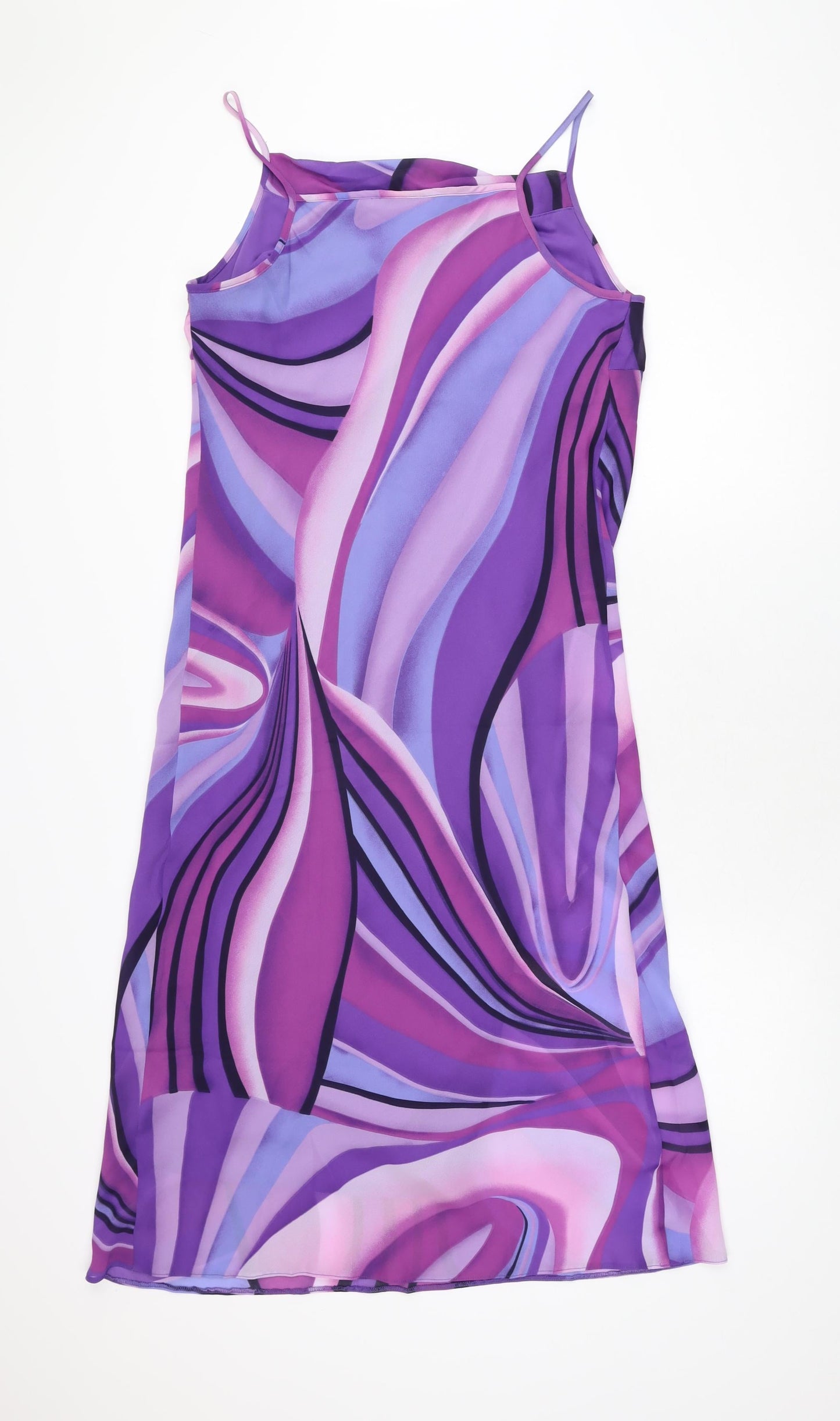 essence Womens Purple Geometric Polyester Slip Dress Size 16 Cowl Neck Pullover