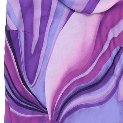 essence Womens Purple Geometric Polyester Slip Dress Size 16 Cowl Neck Pullover