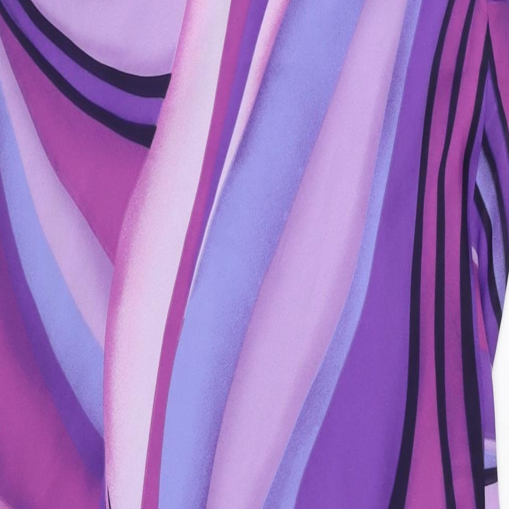 essence Womens Purple Geometric Polyester Slip Dress Size 16 Cowl Neck Pullover