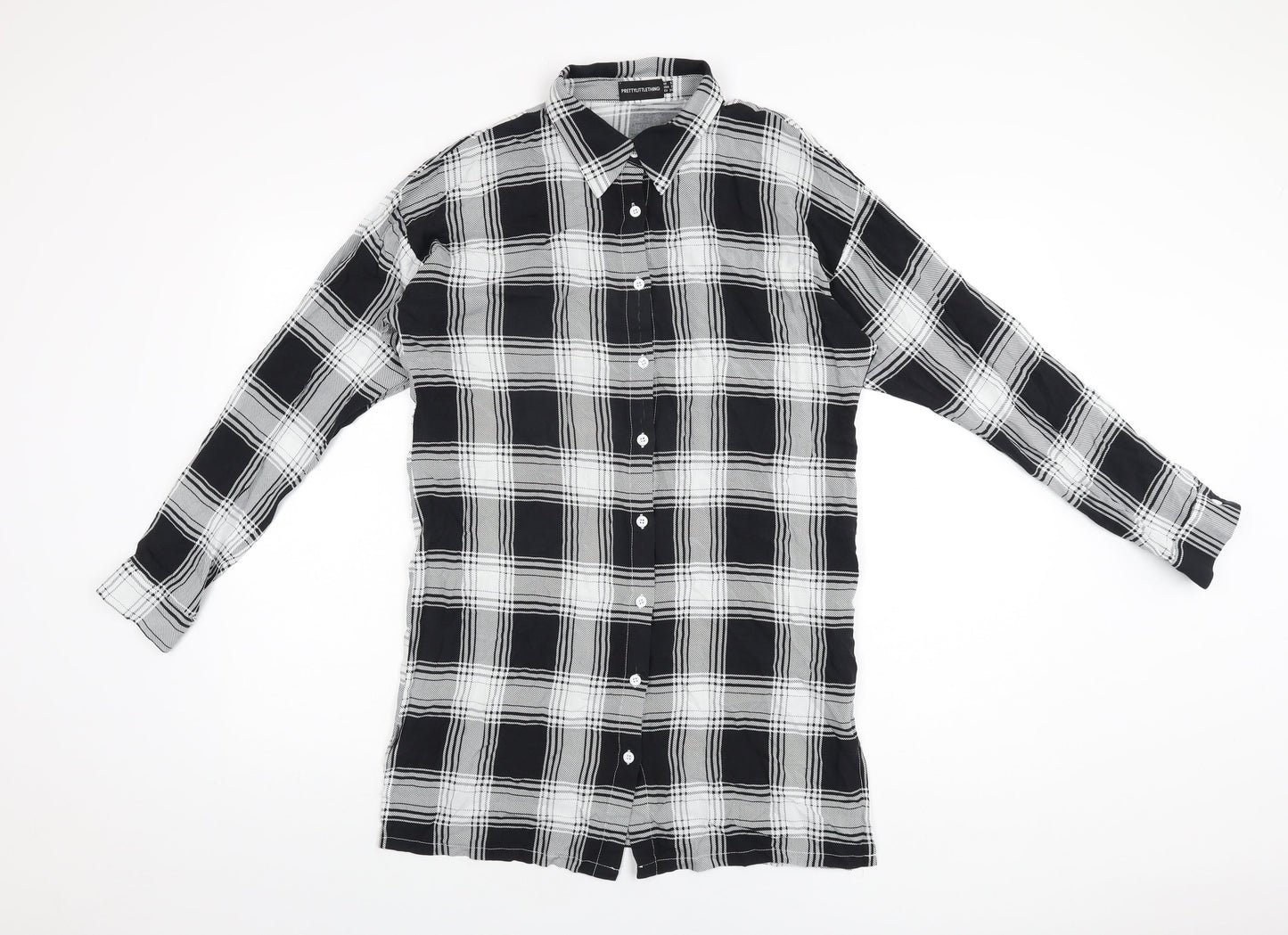 Womens UK Size 6 PRETTYLITTLETHING Black Basic Button-Up