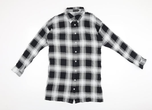 Womens UK Size 6 PRETTYLITTLETHING Black Basic Button-Up