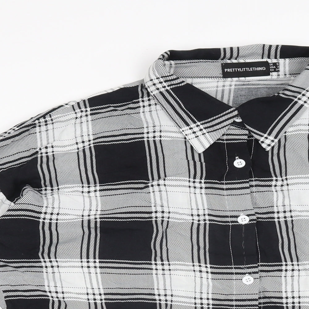 Womens UK Size 6 PRETTYLITTLETHING Black Basic Button-Up