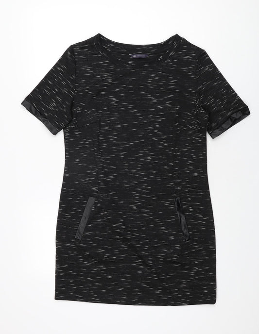 Marks and Spencer Womens Black Geometric Polyester Shift Size 12 Round Neck Pullover