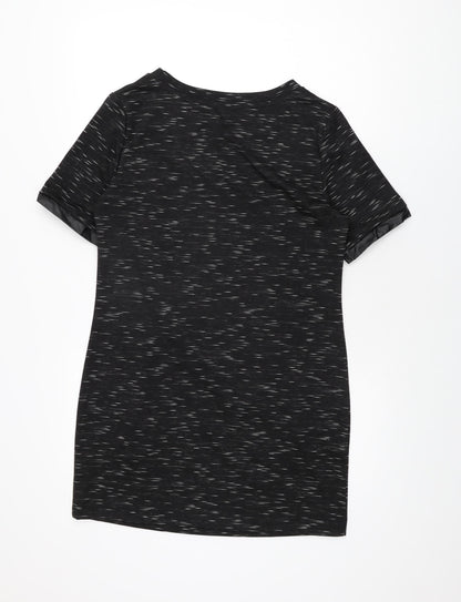 Marks and Spencer Womens Black Geometric Polyester Shift Size 12 Round Neck Pullover