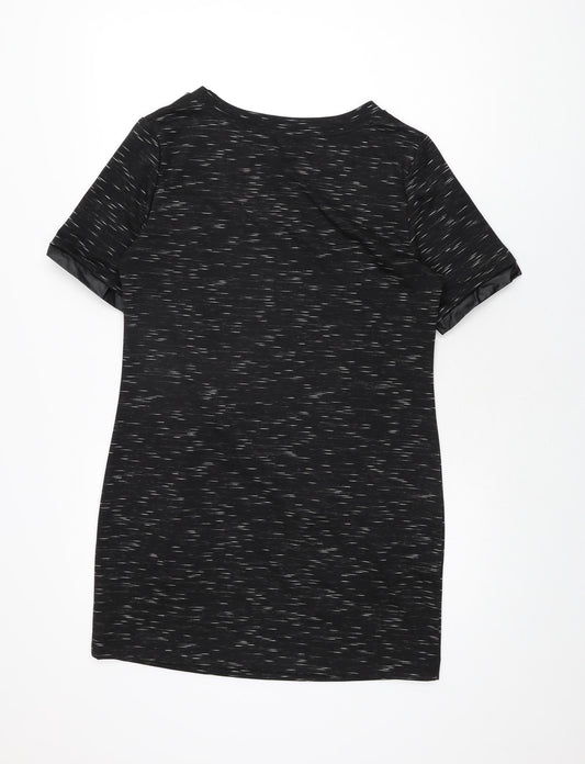 Marks and Spencer Womens Black Geometric Polyester Shift Size 12 Round Neck Pullover