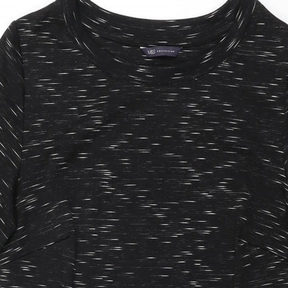 Marks and Spencer Womens Black Geometric Polyester Shift Size 12 Round Neck Pullover