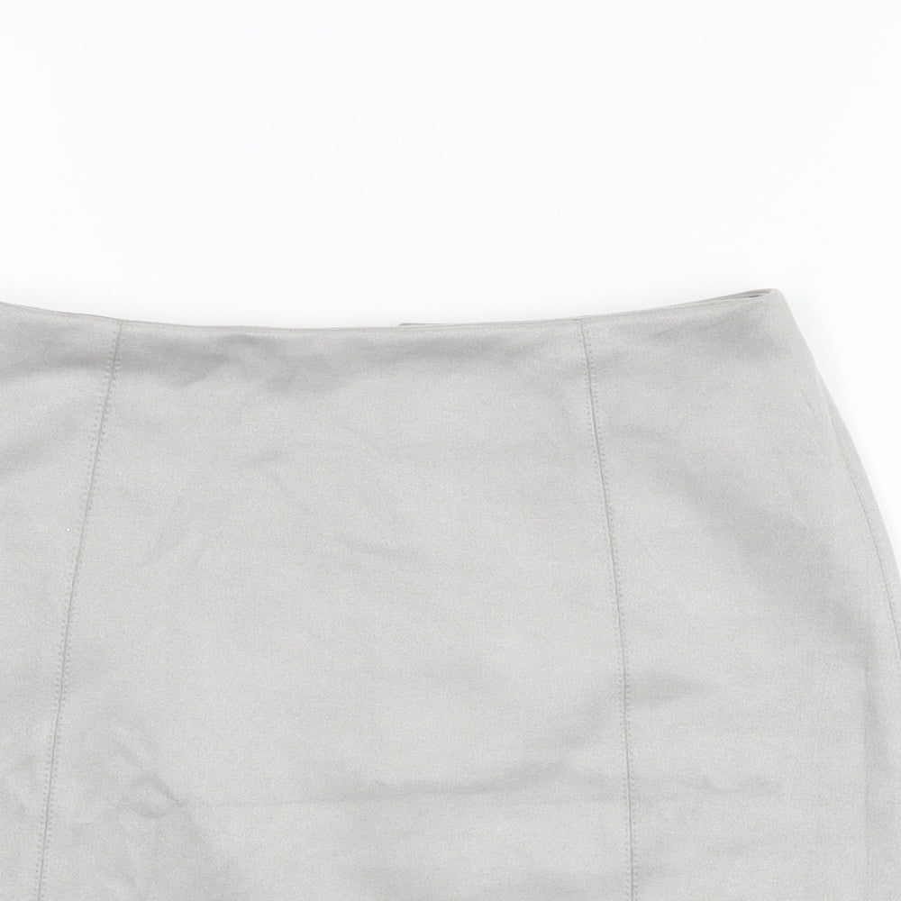 New Look Womens Grey Polyester A-Line Skirt Size 8 Zip
