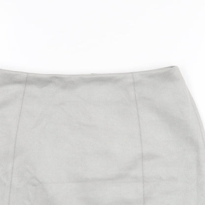 New Look Womens Grey Polyester A-Line Skirt Size 8 Zip