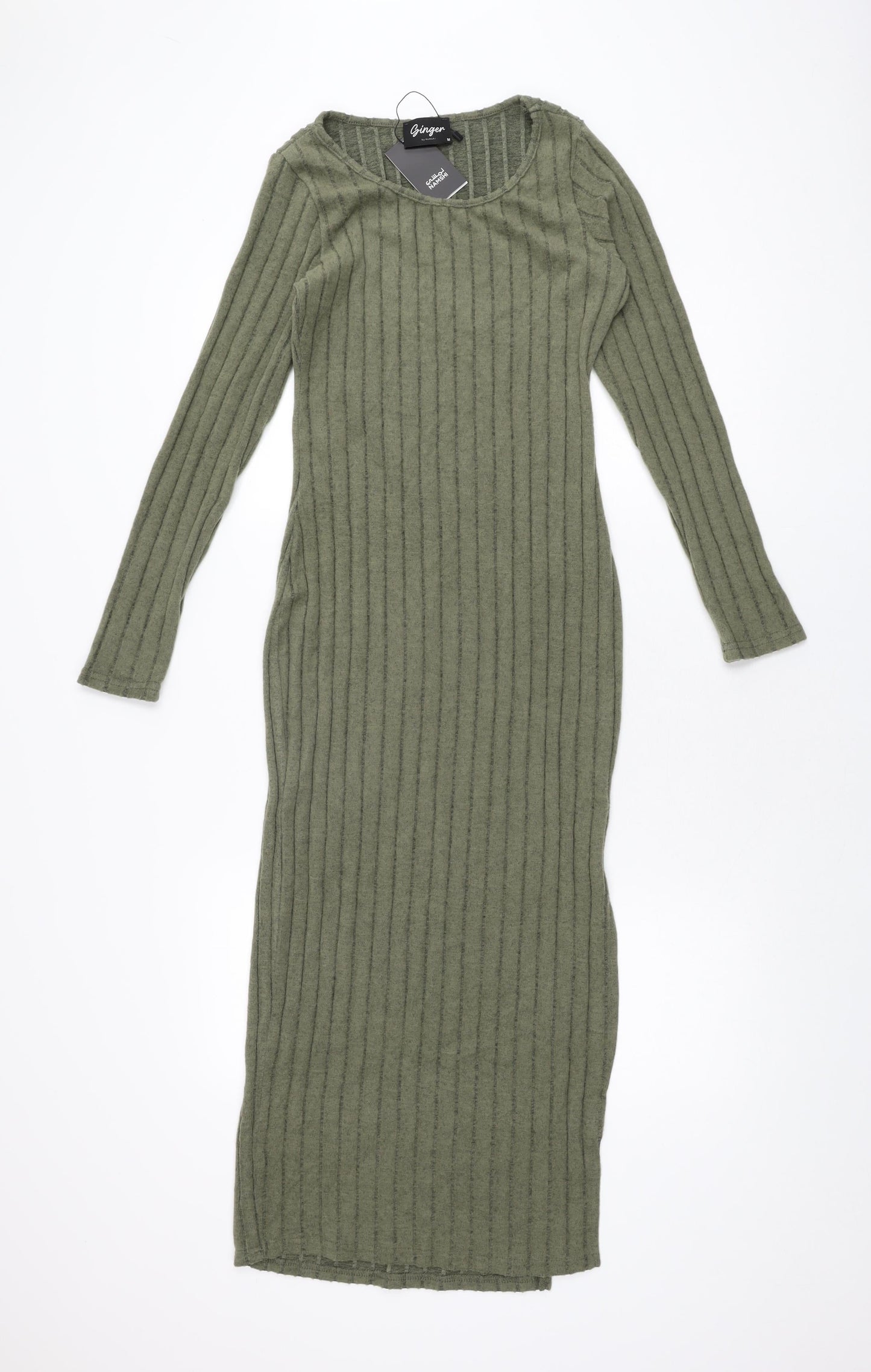 Ginger Womens Green Polyester Bodycon Size M Round Neck Pullover