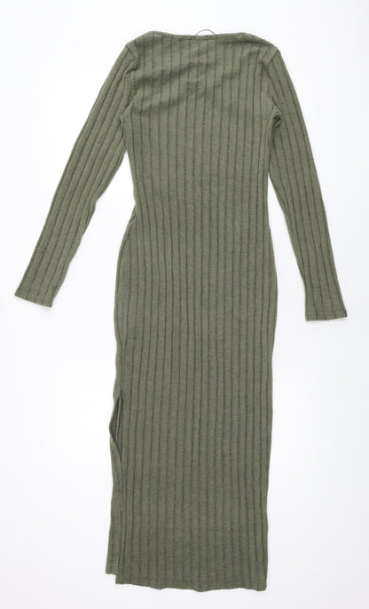 Ginger Womens Green Polyester Bodycon Size M Round Neck Pullover