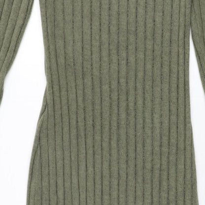 Ginger Womens Green Polyester Bodycon Size M Round Neck Pullover