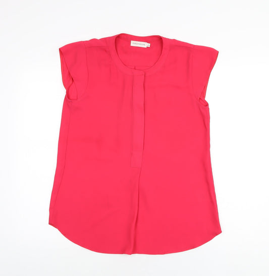 Paraphrase Womens Pink Polyester Basic Blouse Size 10 Round Neck