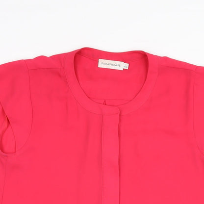 Paraphrase Womens Pink Polyester Basic Blouse Size 10 Round Neck