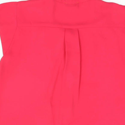 Paraphrase Womens Pink Polyester Basic Blouse Size 10 Round Neck