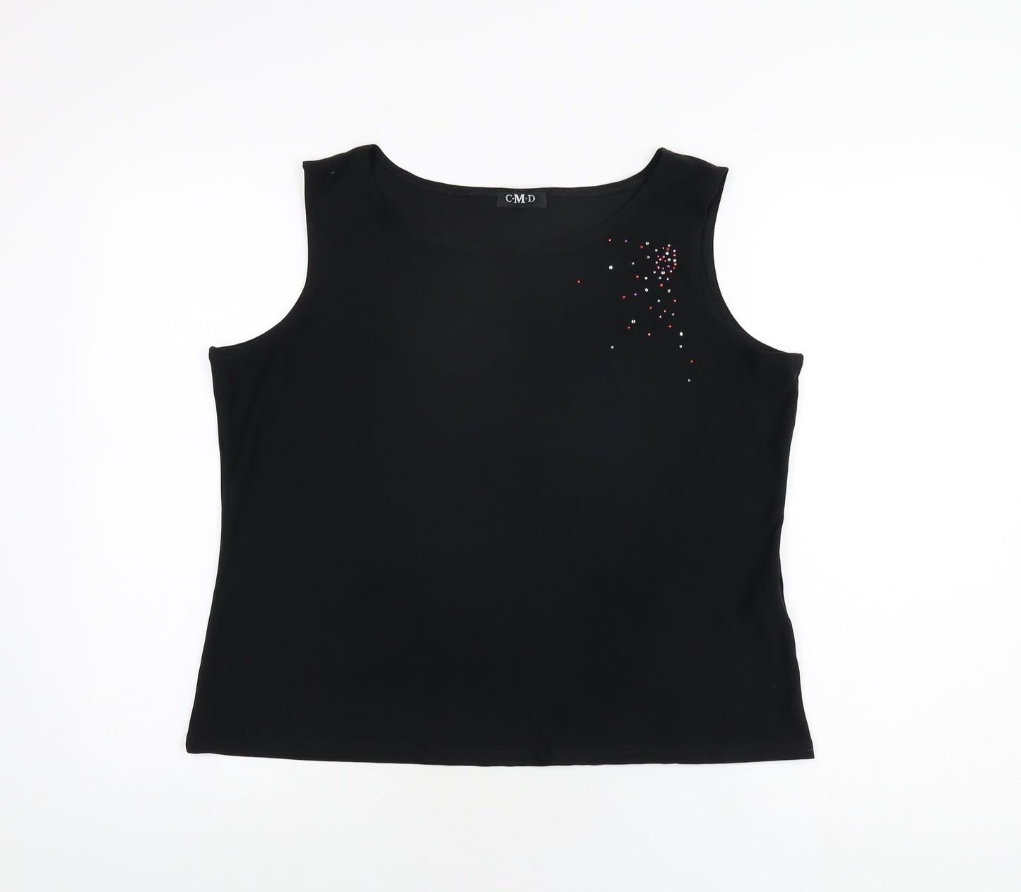 CMD Womens Black Polyester Basic T-Shirt Size XL Round Neck