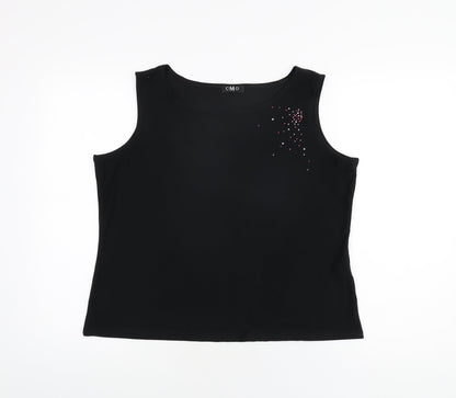 CMD Womens Black Polyester Basic T-Shirt Size XL Round Neck