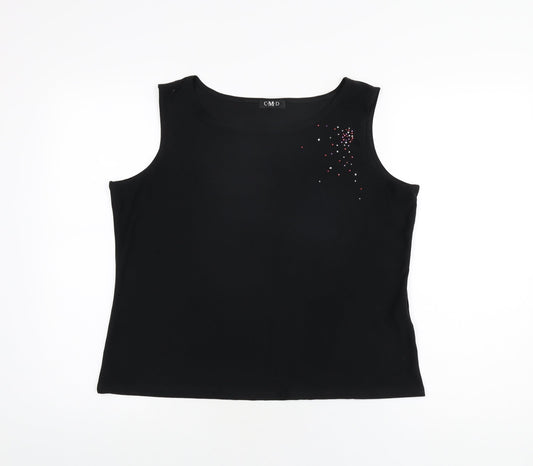 CMD Womens Black Polyester Basic T-Shirt Size XL Round Neck