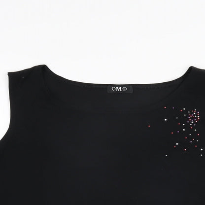 CMD Womens Black Polyester Basic T-Shirt Size XL Round Neck