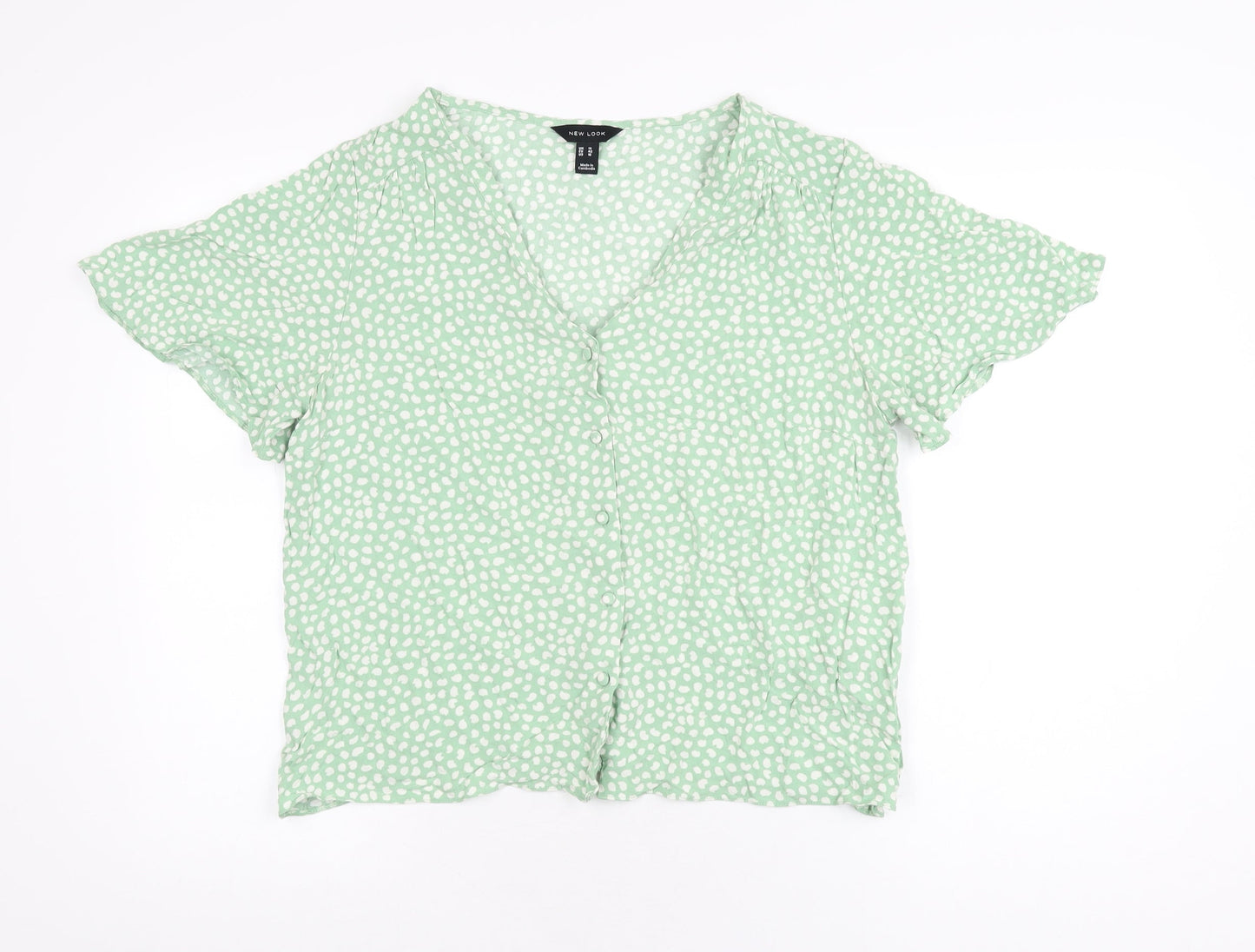 Womens UK Size 14 New Look Green Basic Button-Up