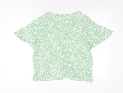 Womens UK Size 14 New Look Green Basic Button-Up