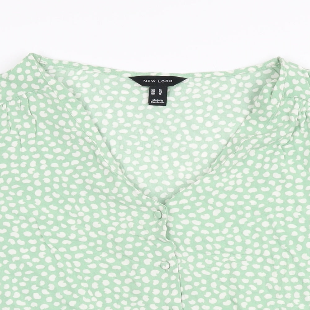 Womens UK Size 14 New Look Green Basic Button-Up