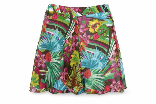 Zandra Womens Multicoloured Floral Polyester Swing Skirt Size 22 Zip