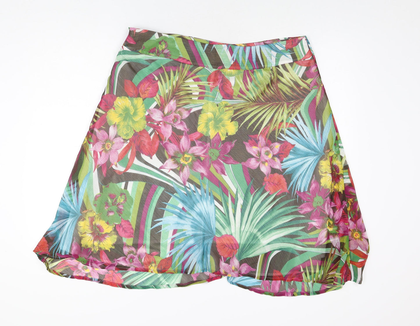 Zandra Womens Multicoloured Floral Polyester Swing Skirt Size 22 Zip