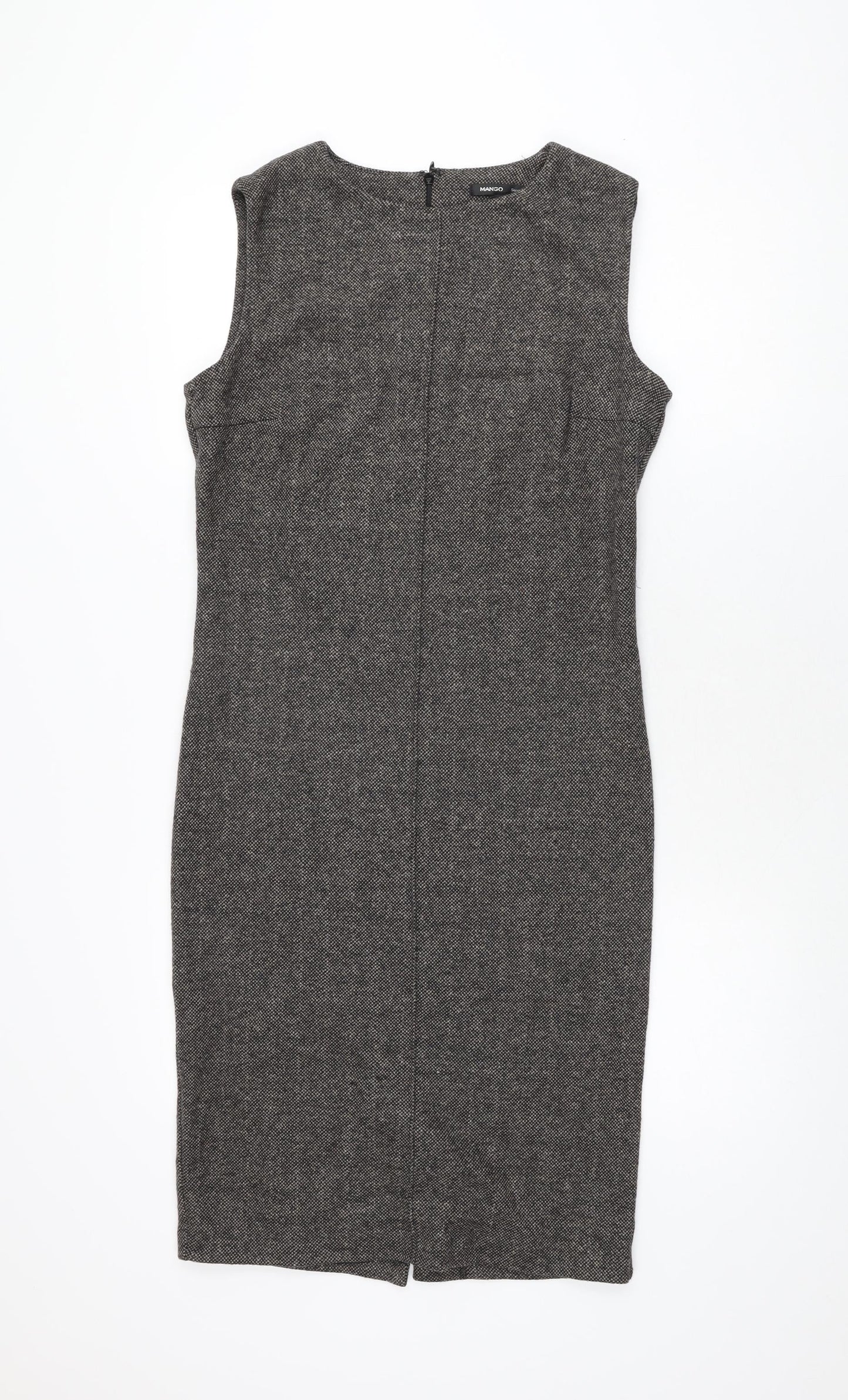 Mango Womens Grey Polyester Bodycon Size M Round Neck Zip